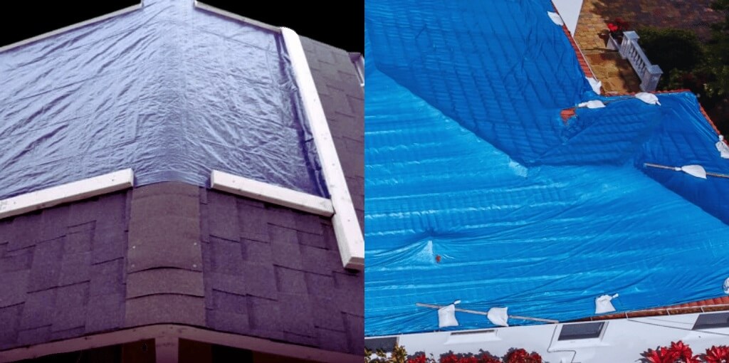 Cerada postavljena preko krova kao privremena zaštita